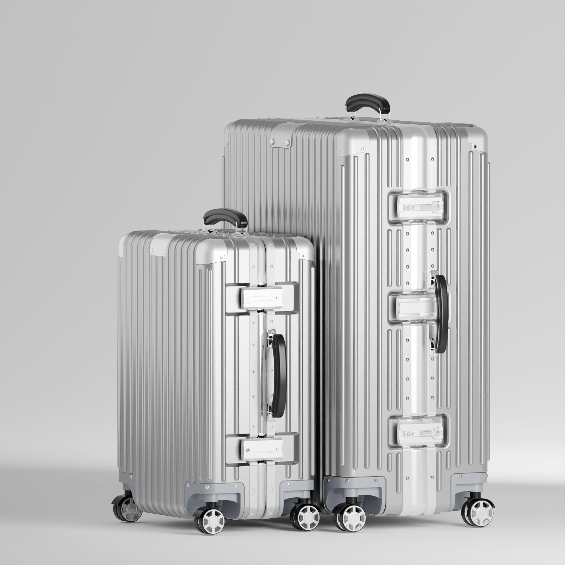 KARGO 29 Inch Check-In Luggage - Polycarbonate Hard Shell Suitcase with Aluminum Corners, Smooth-Rolling Wheels, Leather Handle, Aluminum Frame Luggage, Zipperless TSA Lock (Silver, 29 Inch Check-In)