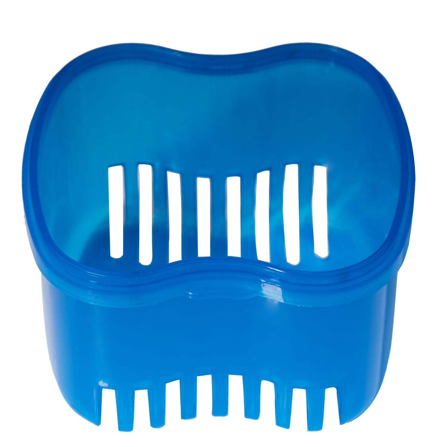 Denture Case,Denture Brush Retainer Case,Denture Cups Bath,Dentures Container with Basket Denture Holder for Travel,Retainer Cleaning Case (Blue): Health & Personal Care