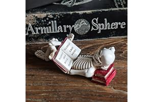 EMINGSKY 1 Piece Halloween Skeleton Decoration Gothic Lying and Reading Skull Figurine Exquisite Horror Sculpture for Desk Bookshelf Fireplace Party Living Room Office Decor