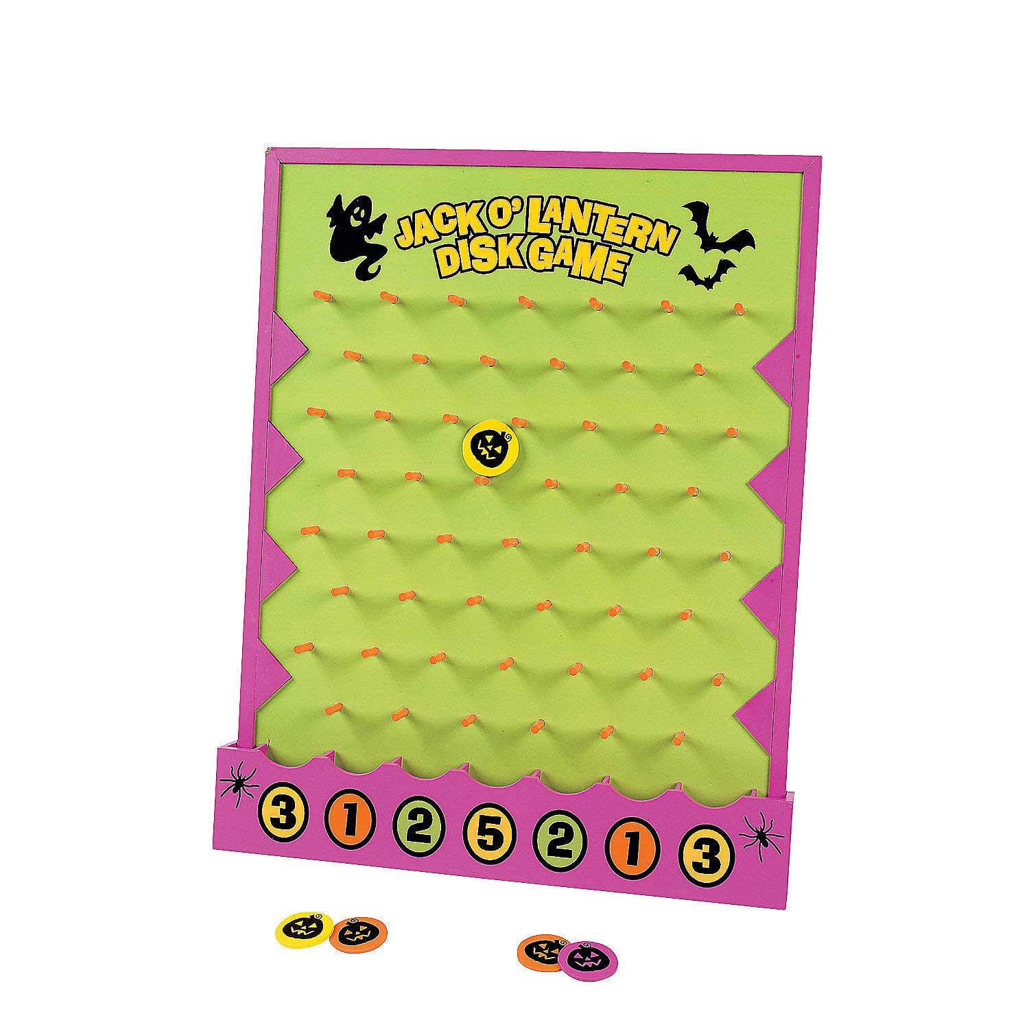 Fun Express Halloween Disk Drop Game 8 Piece Set - Premium Wooden Plinko Board Style Halloween Party Games for Kids & Adults | Fall Festival Carnival Games for Indoor & Outdoor Activities