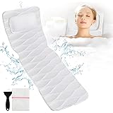 Full Body Bath Pillow, Bath Pillows for tub with Mesh Washing Bag & 21 Non-Slip Suction Cups, Spa Bathtub Pillow for Head Nec