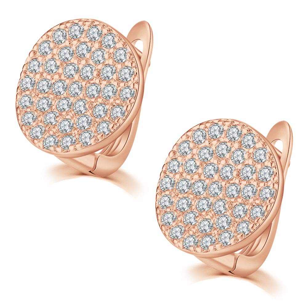 MODRSA Women Stud Earrings Stainless Steel Hoop Earrings Clicker Huggie Earrings Stud Ear Piercing Jewellery surprise - Rose Gold