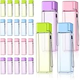 mwellewm 24Pcs Water Bottles Bulk 17 Oz Reusable Plastic Water Bottle Spill Proof Clear Colorful Gym Sports Large Drink Bottle for Adult Leak Square Pack for School Outdoor Fitness Travel Office