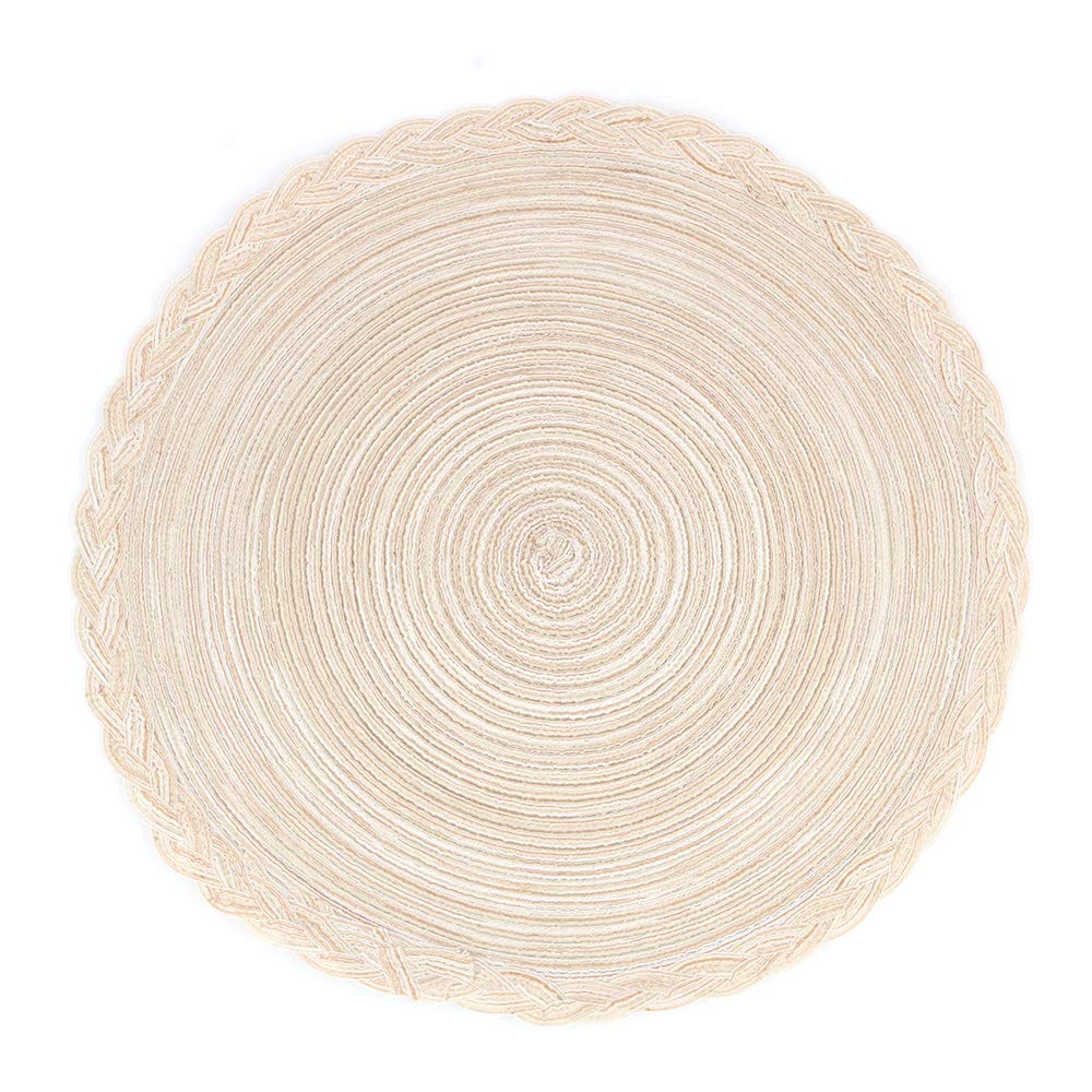 Shiwaki 2PCS,Diameter 15inch Round Braided Placemats,Potholder tea cushion with a rustic atmosphere, Heat Resistant Non-Slip For Home,Restaurants, Bars, Coffee Shops - Grey
