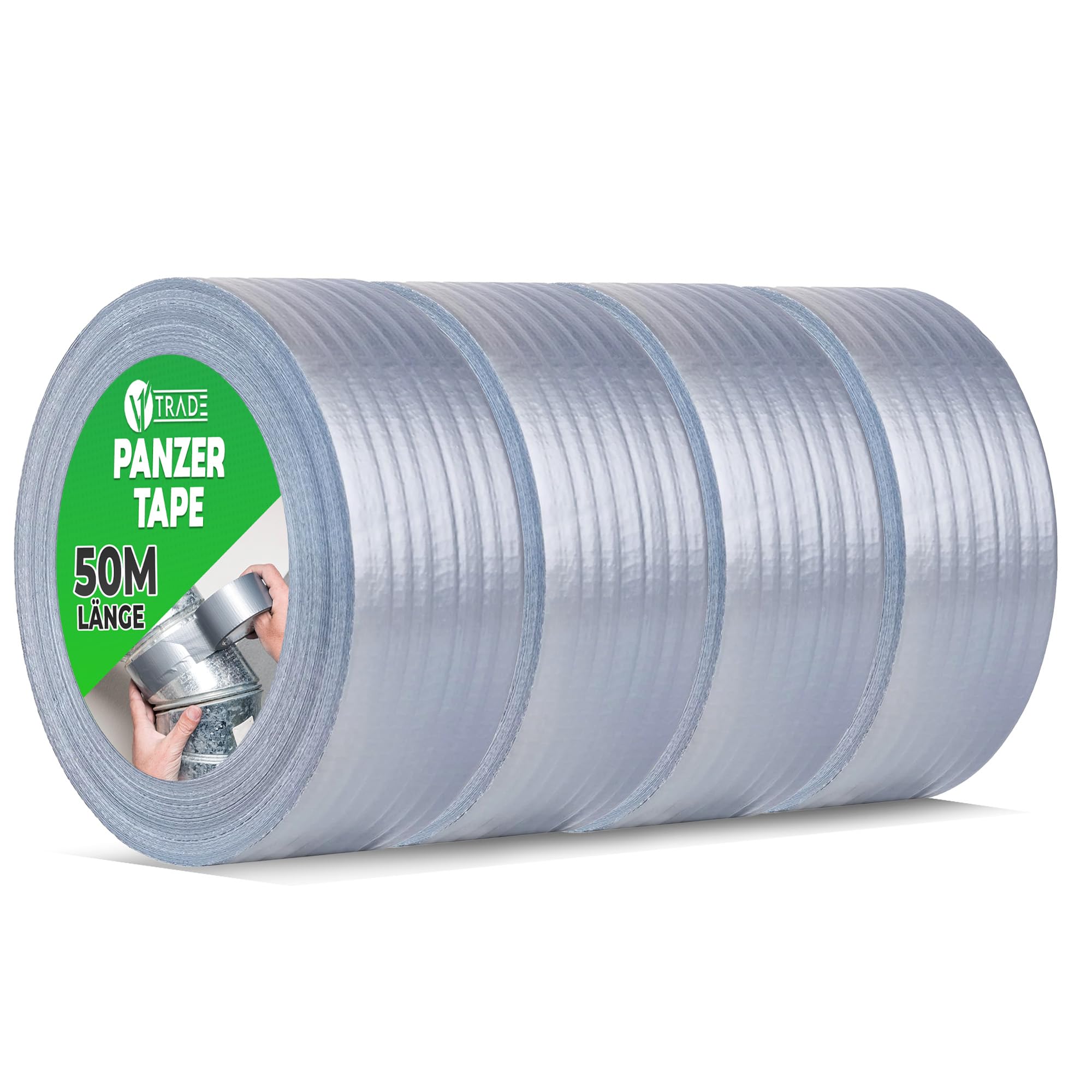 V1 TRADE Duct Tape, 48 mm x 50 m, Silver - Extra Strong Repair Tape with High Adhesive Properties, Waterproof, UV-Resistant, Multi Surface, for Indoor and Outdoor Use