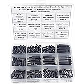 MCMASKE 435PCS M2.5 Nylon Hex Standoffs Spacers Screws Nuts Flat Washers Assortment Kit;Male-Female(Black)
