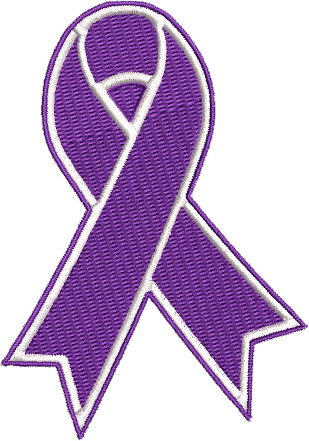 Mixed Media - Alzheimer's Purple Ribbon Patch Embroidered Iron-on/Sew-on Decorative Embroidery Applique Clothing Vest Jacket Premium Stitching Awareness Support Raise Awareness for a Cause Fundraiser