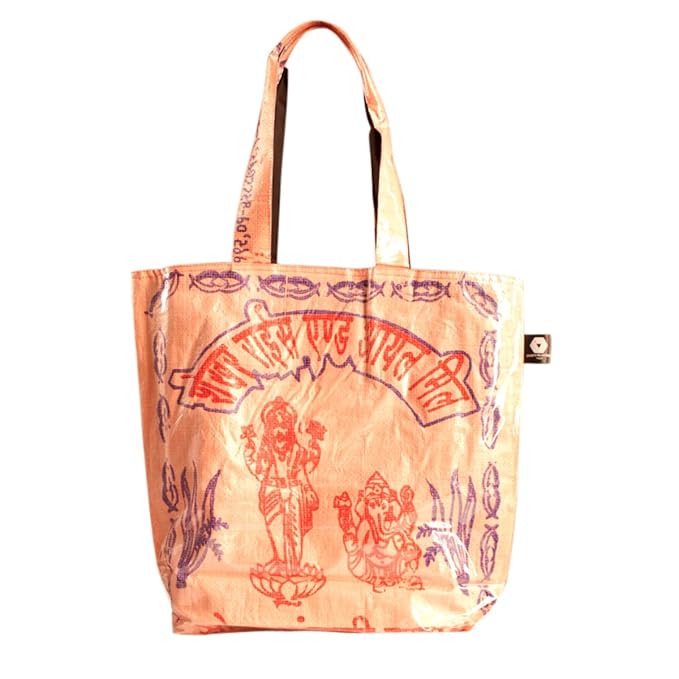 Shakti Milan Henkeltasche Pink Ganesha Elefant Handtasche Upcycled Tasche recycled Reissack Shopping bag Einkauf Schulter Sch