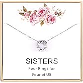 CHICLOVE 4 Sisters Necklace - 925 Sterling Silver Four Circles Sister Necklace For Women Friendship Necklace