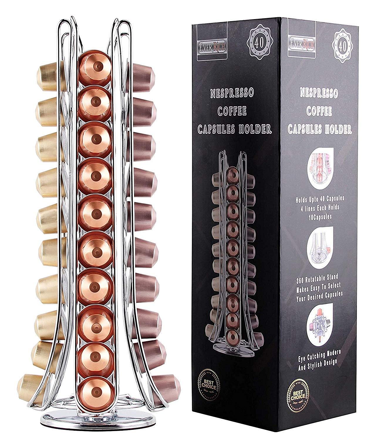Ever Rich ® Tower Capsule Holder Compatible with Nespresso Coffee Capsules (Rotating Design) (Option 1)