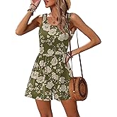 Ekouaer Rompers for Women Summer Romper Sleeveless Scoop Neck Short Jumpsuits for Women Beach Jumpsuit with Pockets 2026