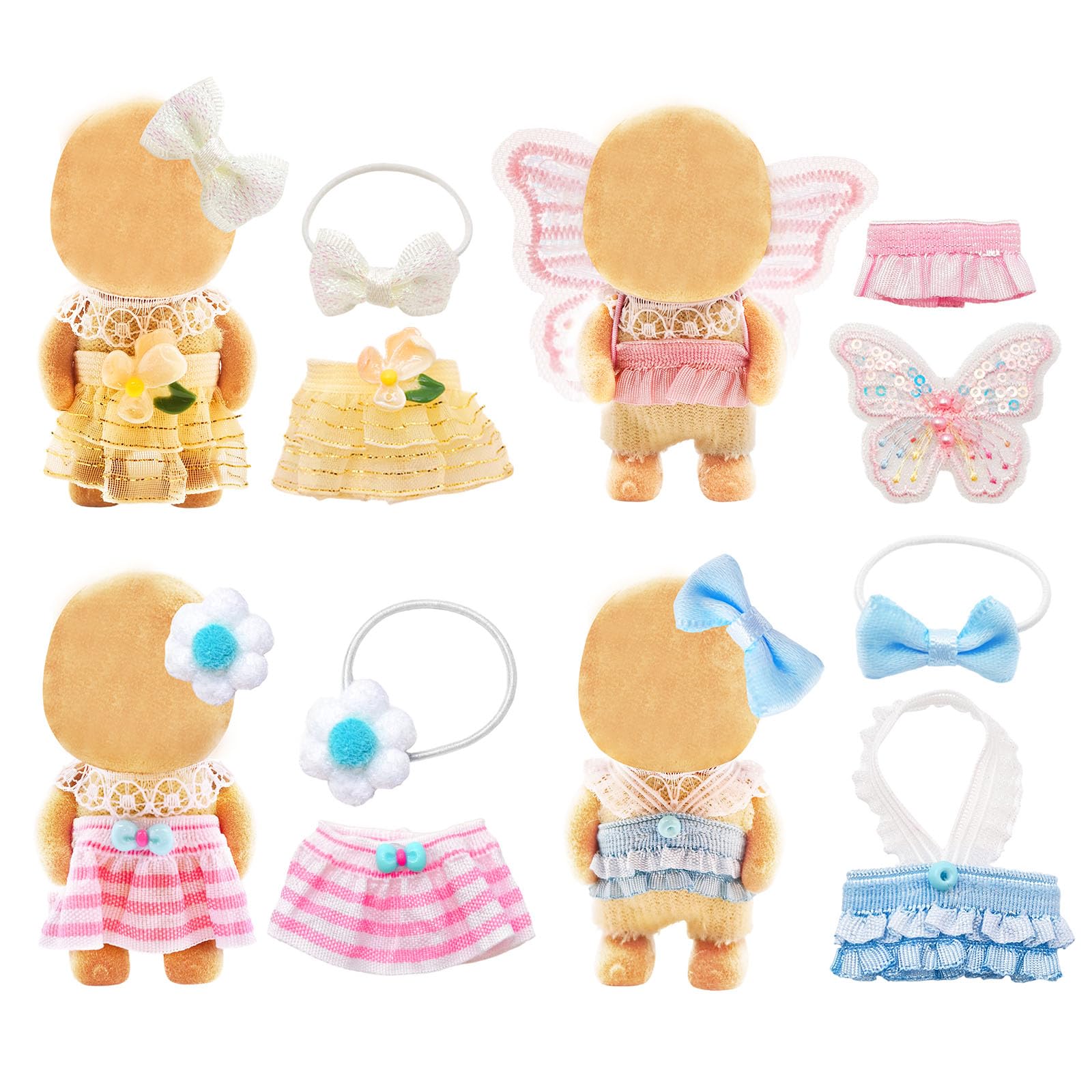 4 Pcs 1.6-2.4 Inch Forest Princess Costumes ，Doll Dress Set Perfect For Styling, Collecting, or Gifting.