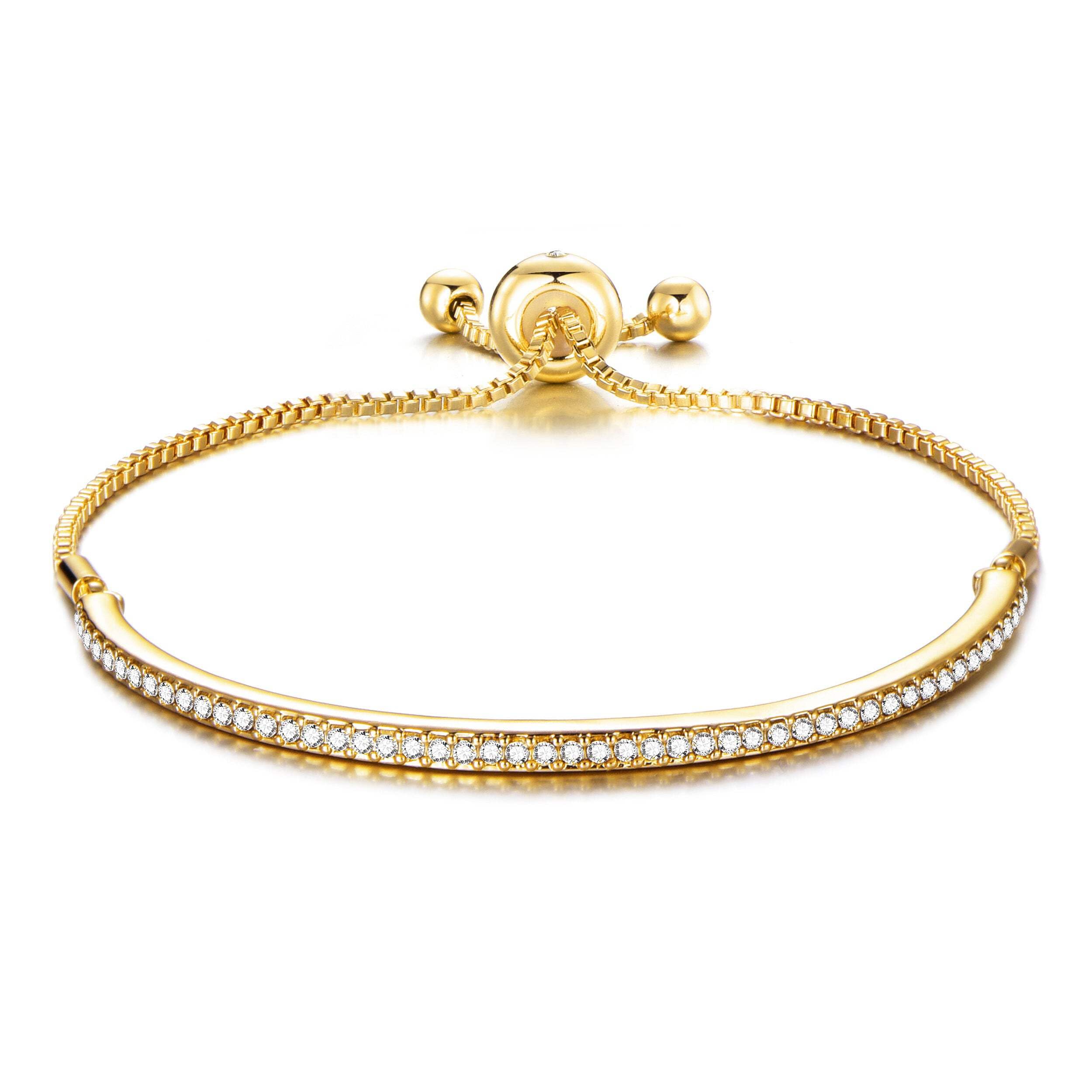 Philip Jones 18k Gold Plated Friendship Slider Bracelet Created with Zircondia® Crystals