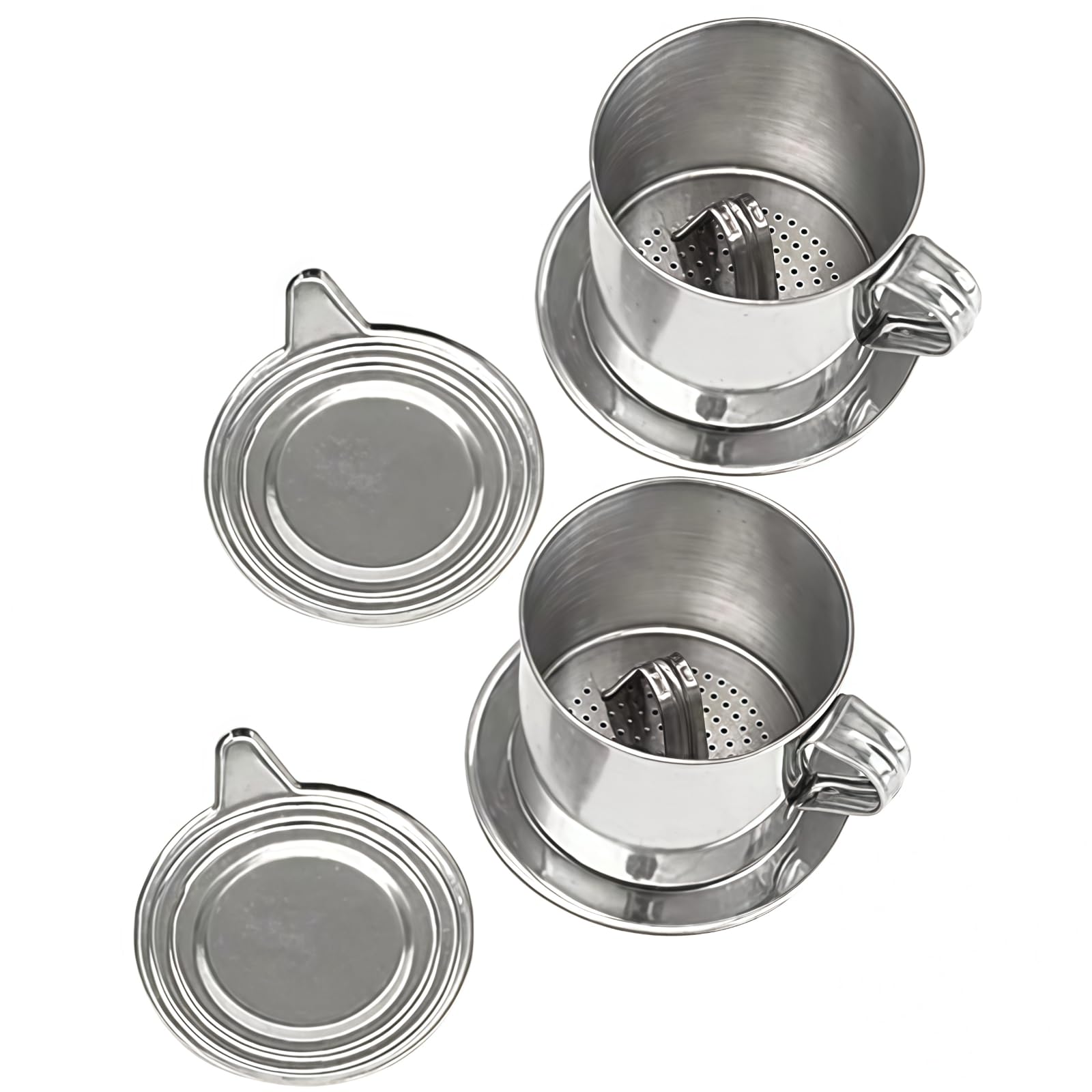Photo 1 of 2 Set Vietnamese Coffee Filter Stainless Steel Coffee Pot Drip Infuse Cup Brewing Teapot No Need Paper Drip Coffee Pot Machine Filter Attractive Processing, Reusable Coffee Filters