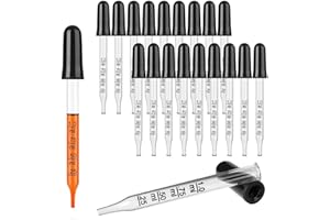 HYBER&CARA 1ml Glass Pipette Dropper Graduated Eye Dropper for Liquid Medicine Essential Oil Laboratory, 20 Pack