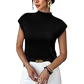 Sampeel Womens Short Sleeve Sweater Mock Neck Summer Top Dressy Casual Basic Knit Pullover Shirt