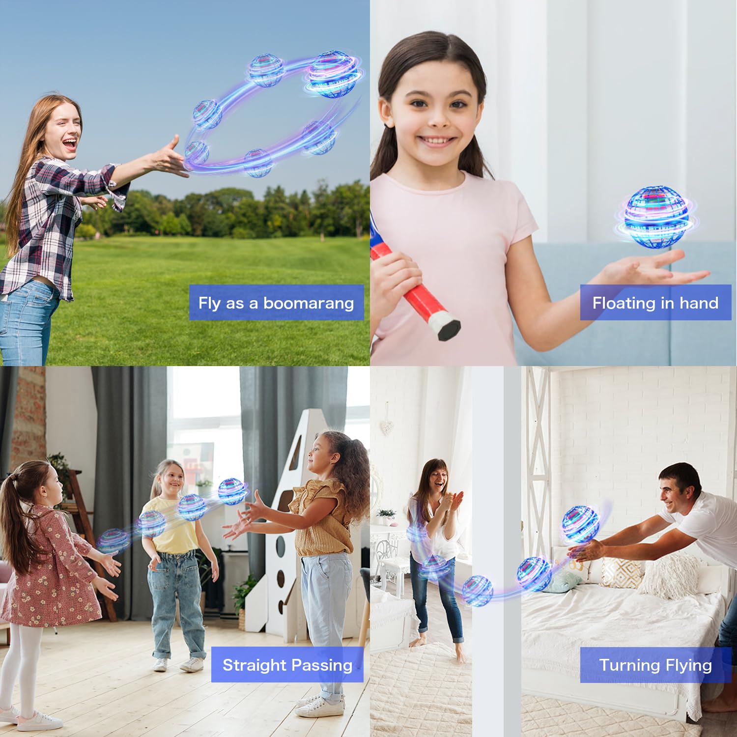 Fliegender Ball, Hover Flying Ball Fliegensphere Magic Schwebender Afara Fly Orb Flugball, Hoverball Spinner Mini Drohne Dekompressionsflugzeug für Kinder, Geschenke Für Jungen Mädchen Indoor Outdoor 2