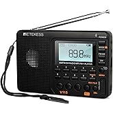 Retekess V115 Digital Shortwave Radio AM/FM, Little Radio, 1000mAh Rechargeable Battery, Presets, TF/AUX, Auto-Resume Playbac