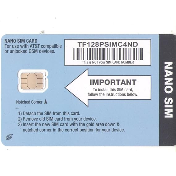 Net10 Nano SIM Card for IPhone 5 AT&T Network Cell Phones