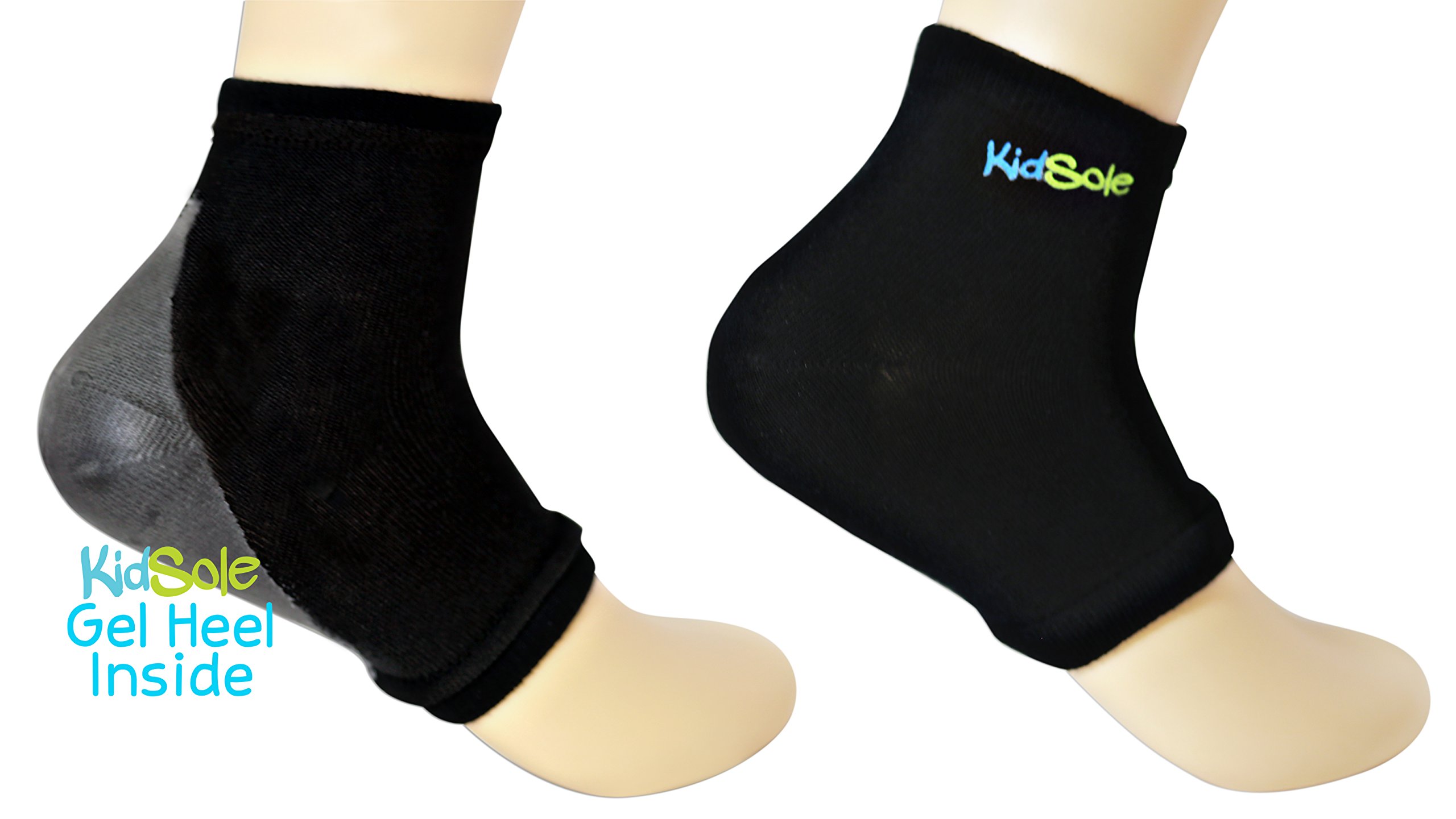 KidSole KidSole RX Gel Sports Sock for Kids with Heel Sensitivity from Severs Disease, Plantar Fasciitis. US Kid's Sizes 2-7 (Black)