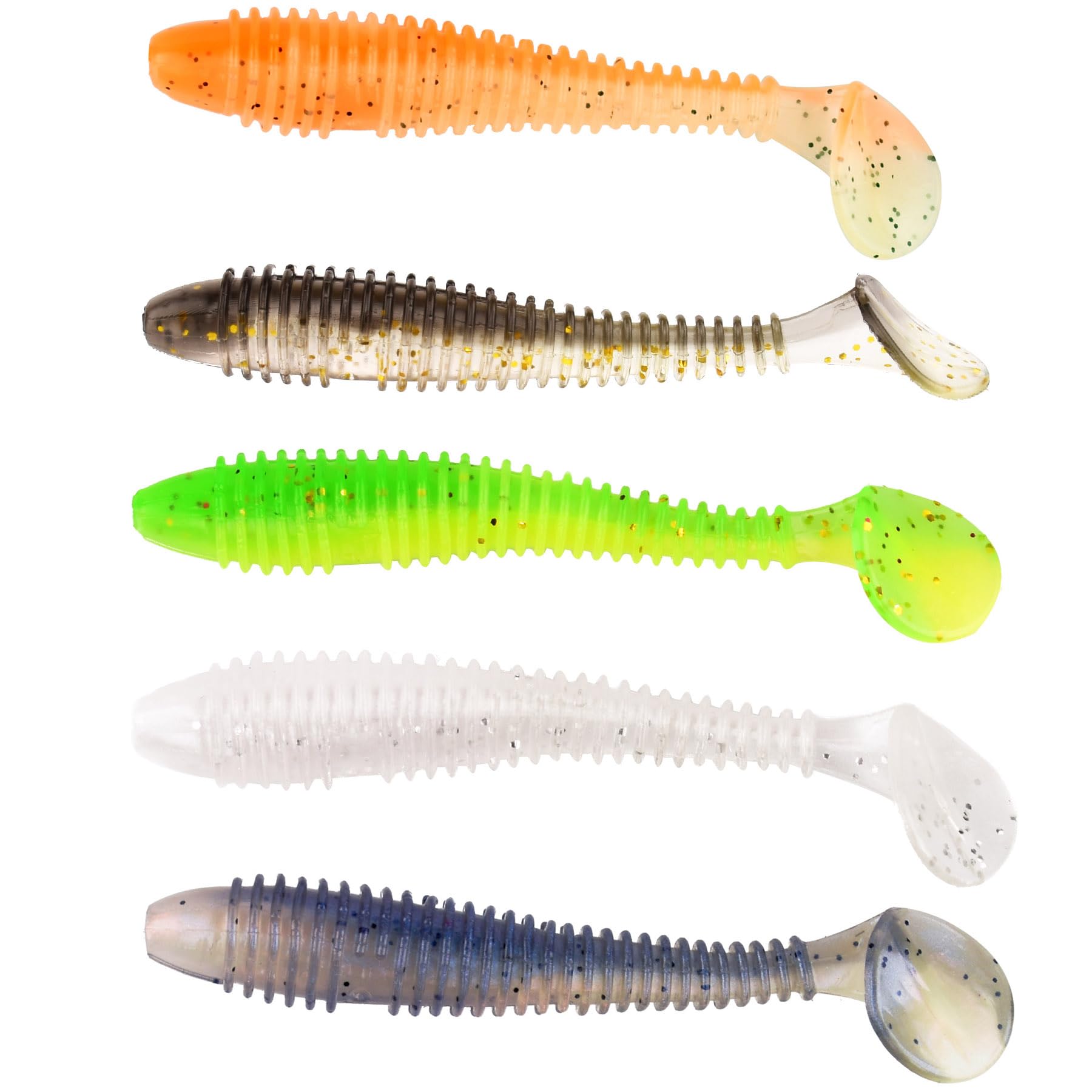 Soft Fishing Lures, 100PCS/50PCS Soft Plastic Baits Kit with Box for Fishing Trout Redfish Saltwater/Freshwater, 10 Mixed Colors/5Mixed Colors (D-75PCS/6.5cm/2.2g) — image 1