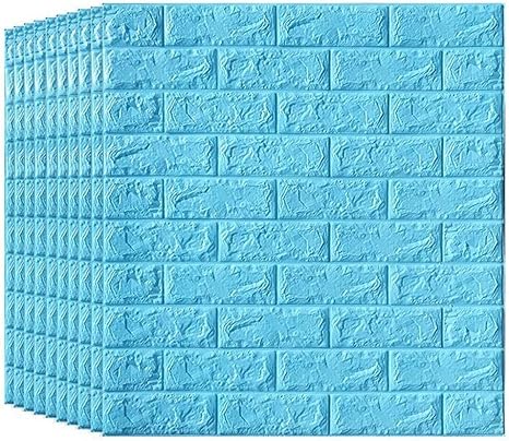 Amazon Co Jp リビングルームホームオフィスのための3dレンガ壁紙 リムーバブルペアルスティックpeフォームウォールステッカー マルチカラーオプション Color Blue 1 Size 15 Pack ホーム キッチン