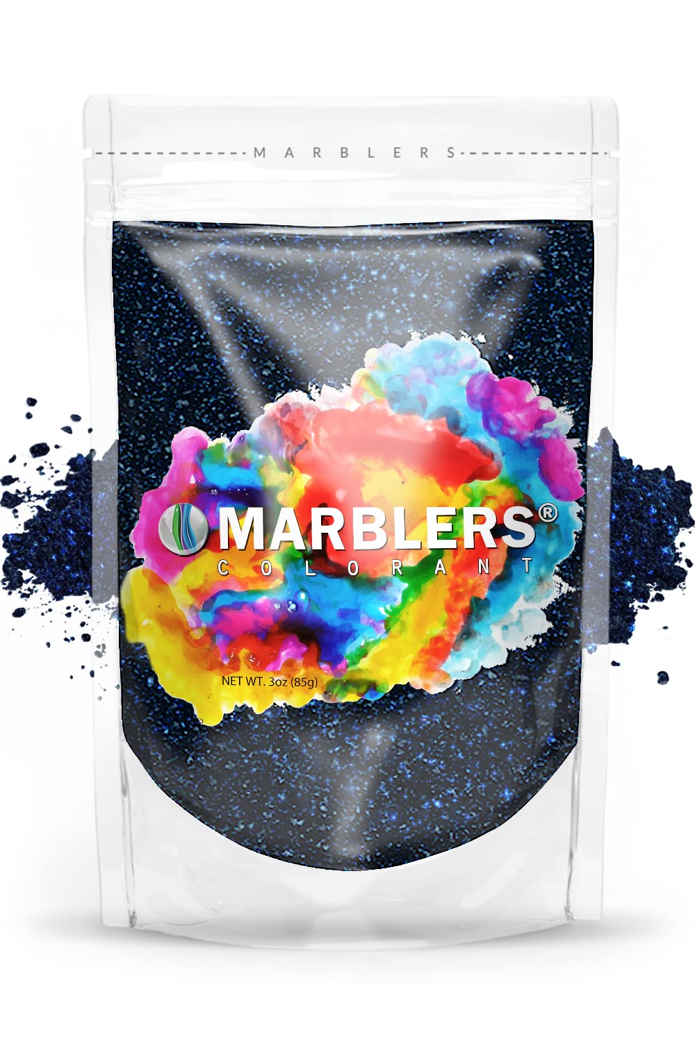 MARBLERS Black Mica Powder [Blue Black Pearl] 3oz (85g) | Cosmetic Grade | Epoxy Resin Pigment | Dye | Non-Toxic, Vegan, Cruelty-Free | Lip Gloss, Nails, Body Butter | Bath Bomb, Candle & Soap Making