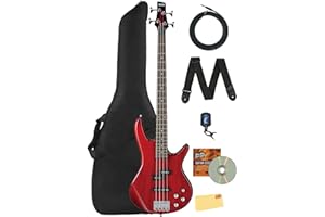Ibanez GSR200 SR GIO Bass Guitar - Transparent Red Bundle with Gig Bag, Tuner, Strap, Instrument Cable, Austin Bazaar Instructional DVD, and Polishing Cloth