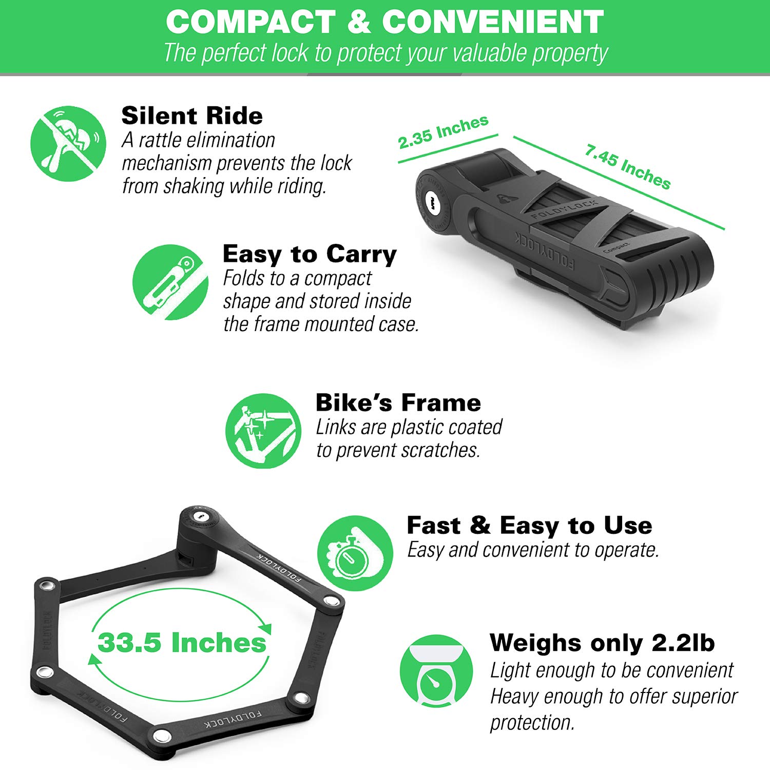 foldylock compact bike lock extreme bike lock heavy duty bicycle security chain lock steel bars