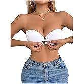 SweatyRocks Women's Strapless Bras Front Closure Padded Underwire Push Up Bra