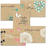 Thinking of You Kraft Greeting Card Value Pack - Set of 20 (5 designs), Large 5" x 7" Friendship Cards, Envelopes Included