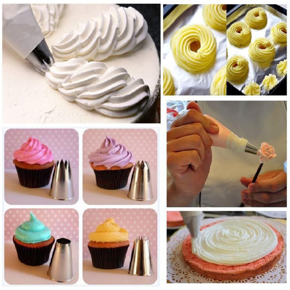 Cake Decorating Set,WERTIOO 51 Pieces Icing Piping Tips Set,Including 36 pcs Stainless Steel Piping Nozzles Tips with Storage Case, 2 Reusable Piping Bags,2 Couplers,10 Disposable Piping Bags