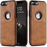 DOGODON Design Compatible with iPhone 7 Plus & iPhone 8 Plus Case Luxury Leather Business Vintage Slim Non-Slip Soft Grip Shockproof Protective Cover 5.5 Inch (Brown)