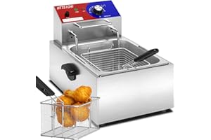 HTTSICHI Commercial Deep Fryer - 12 L Electric Deep Fryer with 6 L Basket, Commercial Deep Fryer with Basket, Stainless Steel Countertop Deep Fryer w/Adjustable Temperature and Restaurant Use