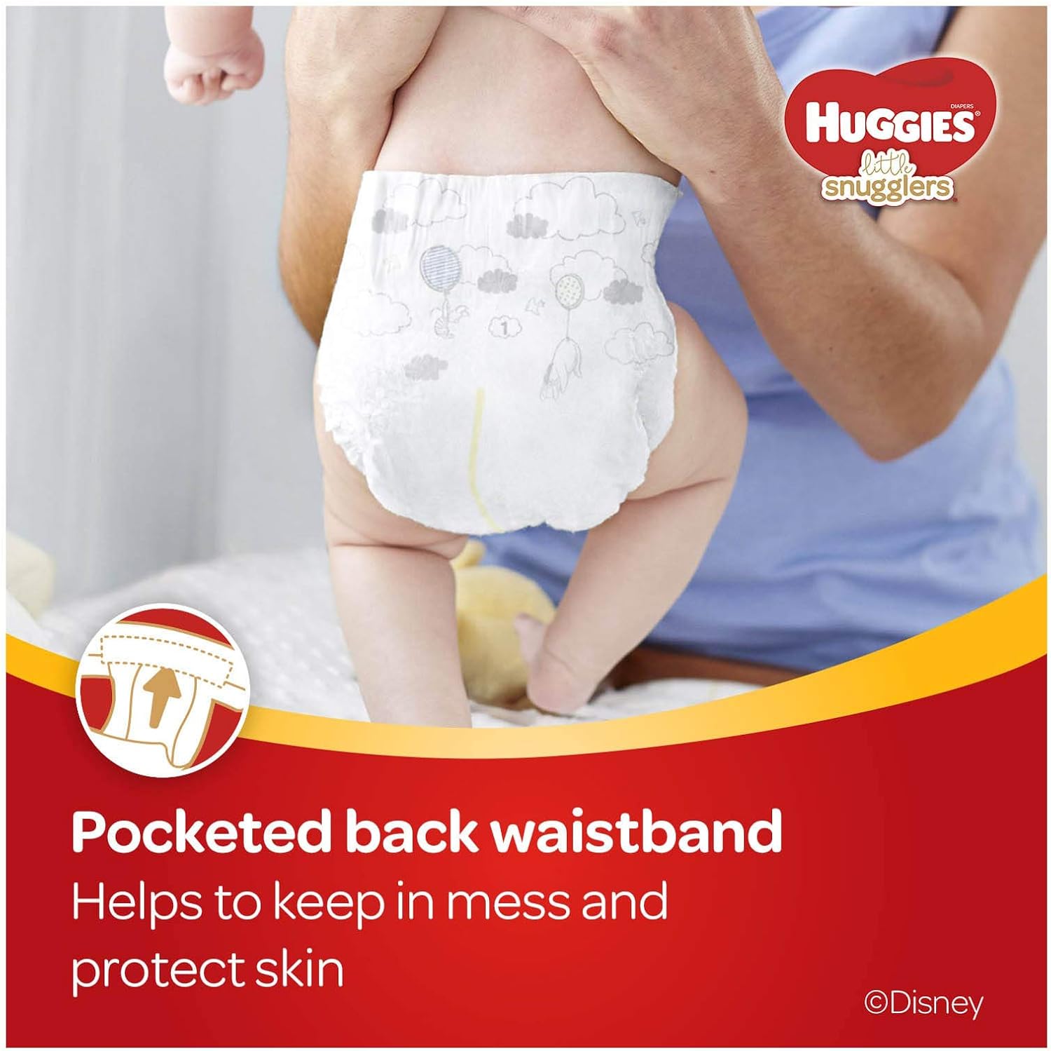 diapers with pocketed waistband