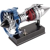 DM122 Mini Metal Turbofan Engine Model Kit that Works, 170+ Parts 1:20 Scale 4.41&rdquo;H x 7&rdquo;L x 3&rdquo;W All-Metal Jet Engine Model with Transparent Cover, STEM Educational Assembly Kit, Desk Decoration Gift