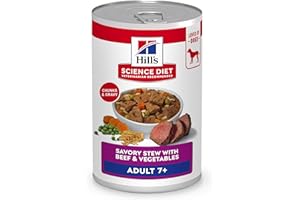 Hill's Science Diet Adult 7+, Senior Adult 7+ Premium Nutrition, Wet Dog Food, Beef & Vegetables Stew, 12.8 oz Can, Case of 12