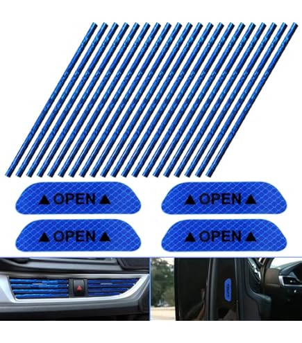 10-Pack Reflective Safety Stickers For Cars - Blue, Self-Adhesive, 10.6cm X 2.3cm