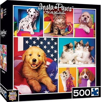 MasterPieces Instapaws #SnuggleSelfies - Puppies & Kittens 500 Piece Jigsaw Puzzle by Keith Kimberlin