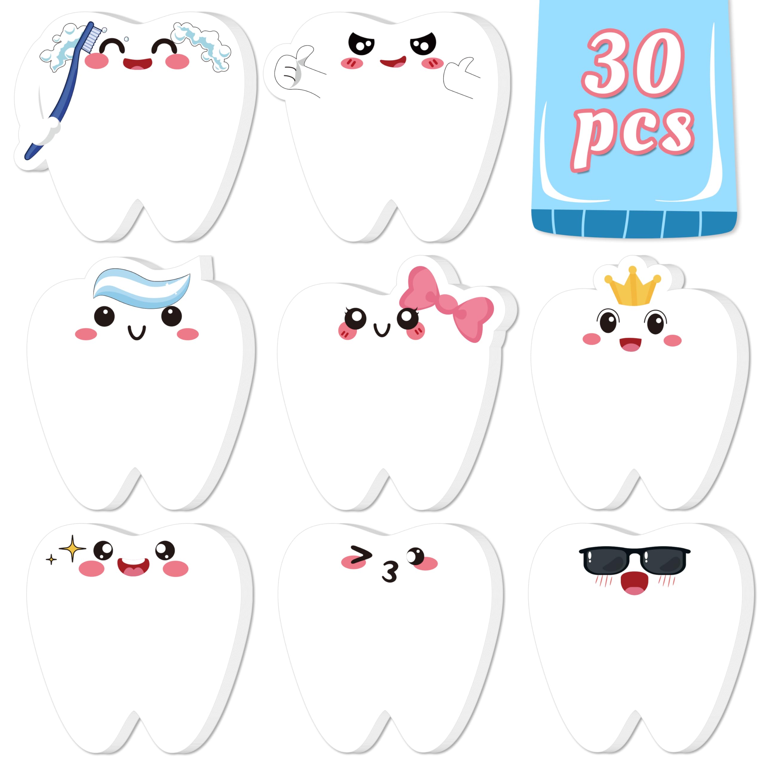 Photo 1 of 30Pcs Nurse Week Dental Assistant Appreciation Tooth-Shaped Sticky Notes Gifts: Dentist Post it Notepad for Adults, Coworker, Employees Christmas Holiday Office Party Supplies