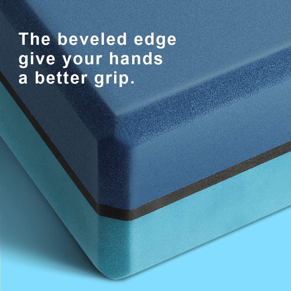 YUNMAI Premium Yoga Block, EVA Eco Material, Yoga Block Foam with dual Color, Yoga Blocks and Bricks Set of 2, Blue