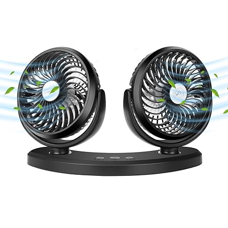 COMLIFE USB Auto Ventilator Drehbarer Doppeltköpfe Lüfter mit 3 einstellbaren Stufen, Leise Starke Armaturenbrett Kühler, Aut