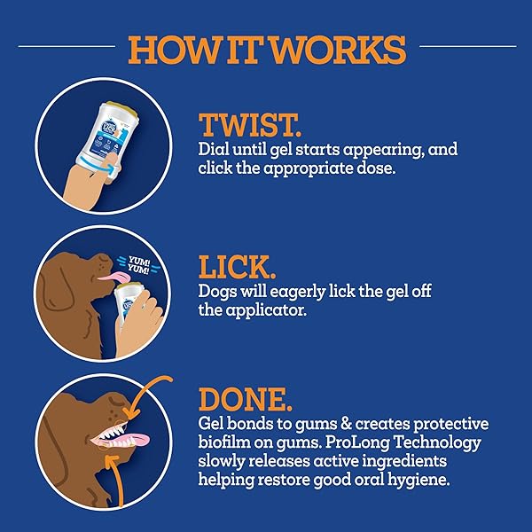 TWIST + LICK DENTAL GEL FOR DOGS, CLEANS TEETH AND FRESHENS BREATH FOR 24 HOURS, CHICKEN FLAVOR, 2 OZ, 30 DAY SUPPLY
