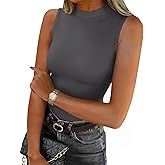 Zeagoo Womens Sleeveless Mock Turtleneck Tank Tops Slim Fit Stretch Ribbed Tops Casual Basic Layering Shirts 2026