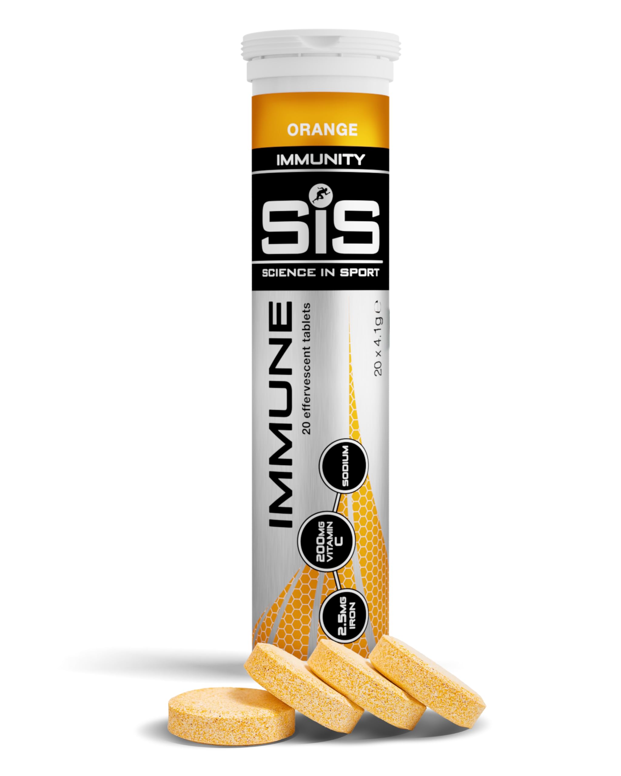 Science In Sport Immune Effervescent Tablets โ 20 Orange Flavour Immunity Tablets โ 200mg Vitamin C & 2.5mg Iron โ Supports Immune System & Reduces Fatigue โ Low Calorie, Vegan-Friendly โ image 1