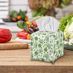 Talayituse Green Leaf Print Tissue Box Cover Square
