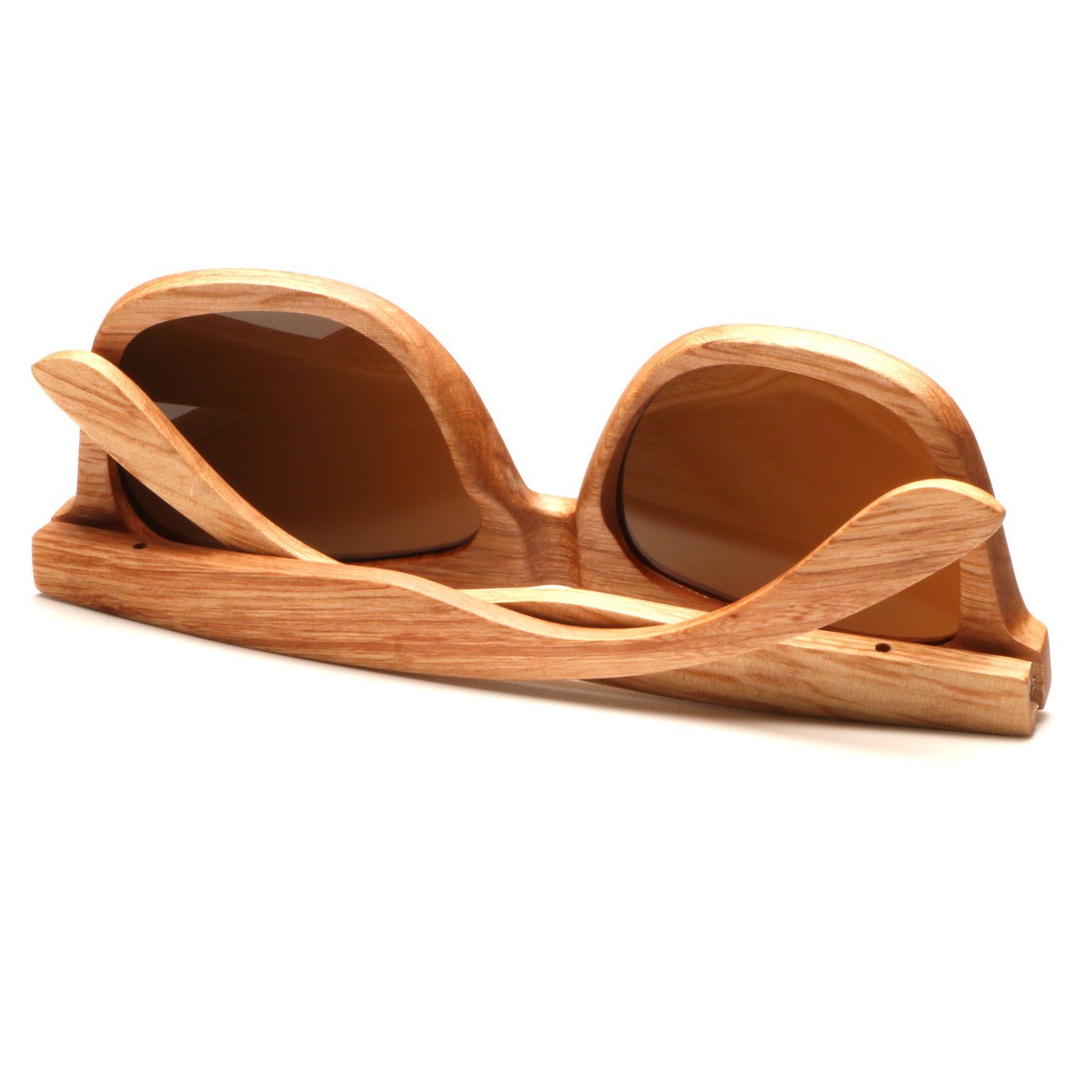 ABLIBI Handmade Real Bamboo Wood Sunglasses Polarized Lens With Wood Box (Beech Grey, Brown)