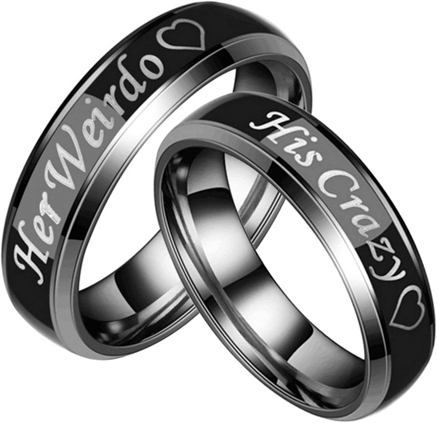 EoCot Stainless Steel Her Weirdo &amp; His Crazy 6MM Couples