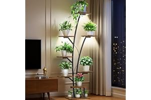 Kalrin 8-Tier Plant Stand Indoor with Grow Lights, 63" Tall Lighted Corner Plant Stands for Indoor Plants, Metal Plant Flower