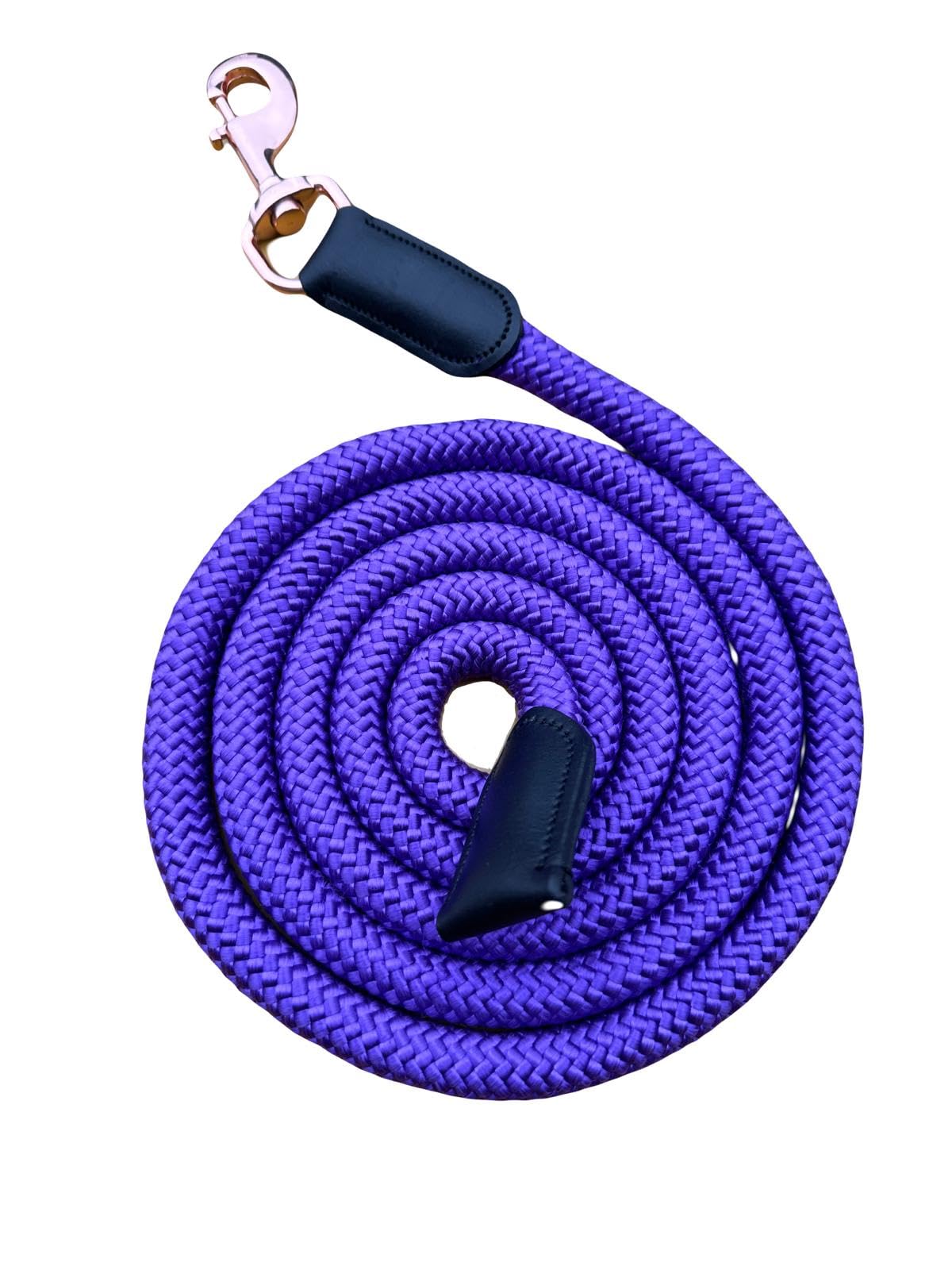 Luxury Horse Lead Rope for headcollars with Leather 18 mm thick Rose Gold Snap (Purple)